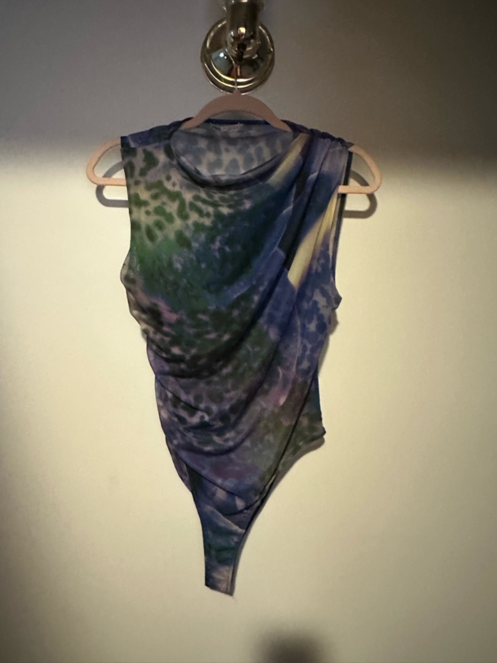 ZARA Patterned Women’s Sleeveless Lined Tulle Bodysuit size L